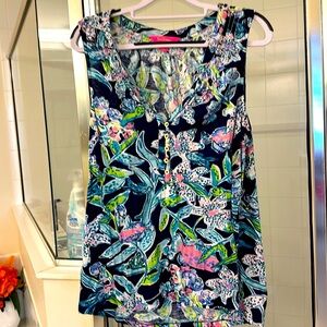 Lilly Pulitzer Navy and Pink Sleeveless blouse